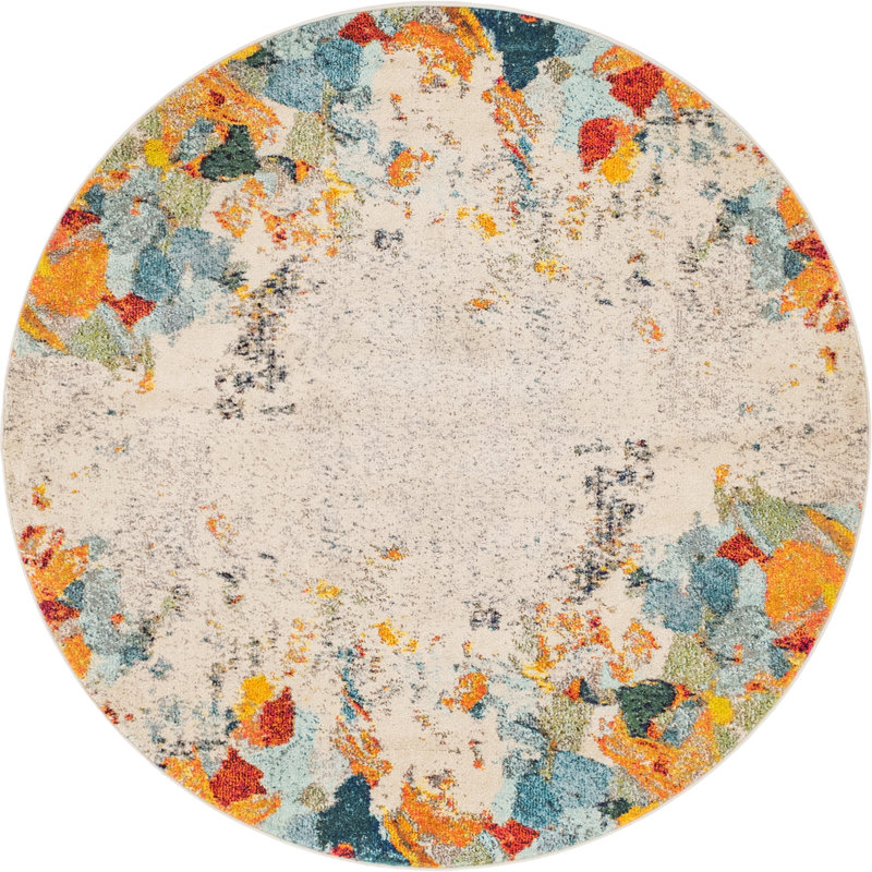 Rusland Washable Abstract Indoor Rug, Round 4'1"