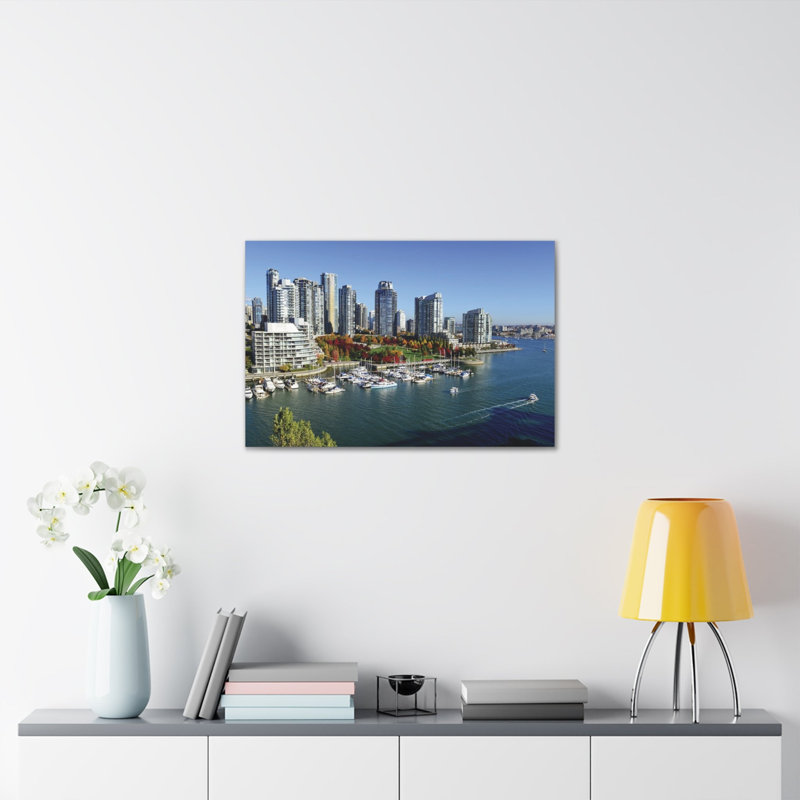 «Vancouver Daytime Skyline», œuvre d'art sur toile à couper le souffle, H 12 po x l 18 po
