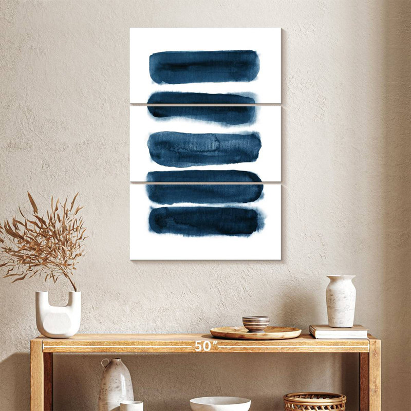 Avery Watercolor Brush Strokes Navy Blue, 38" H x 24" W
