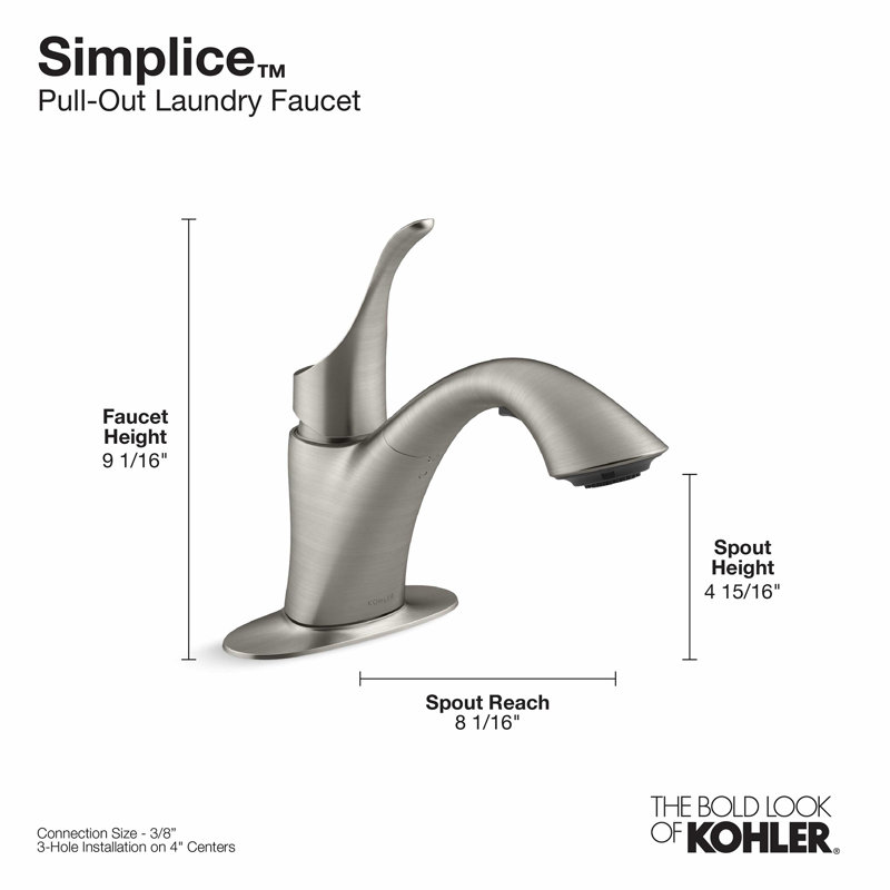 Simplice Pull-Out Laundry Faucet with Two-Function Sprayhead, Laundry Sink Faucet, Polished Chrome