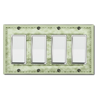 Elegant Lime Green Carpet Rug Print Nature Themed 4 - Gang Rocker Standard Wall Plate