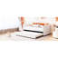 Lit de jour simple beige avec couchette de rangement extensible portative ergonomique et empilable