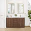 Meuble-lavabo double 60 po avec plateau en pierre de quartz blanc Jakarta-1217529723-1217529722
