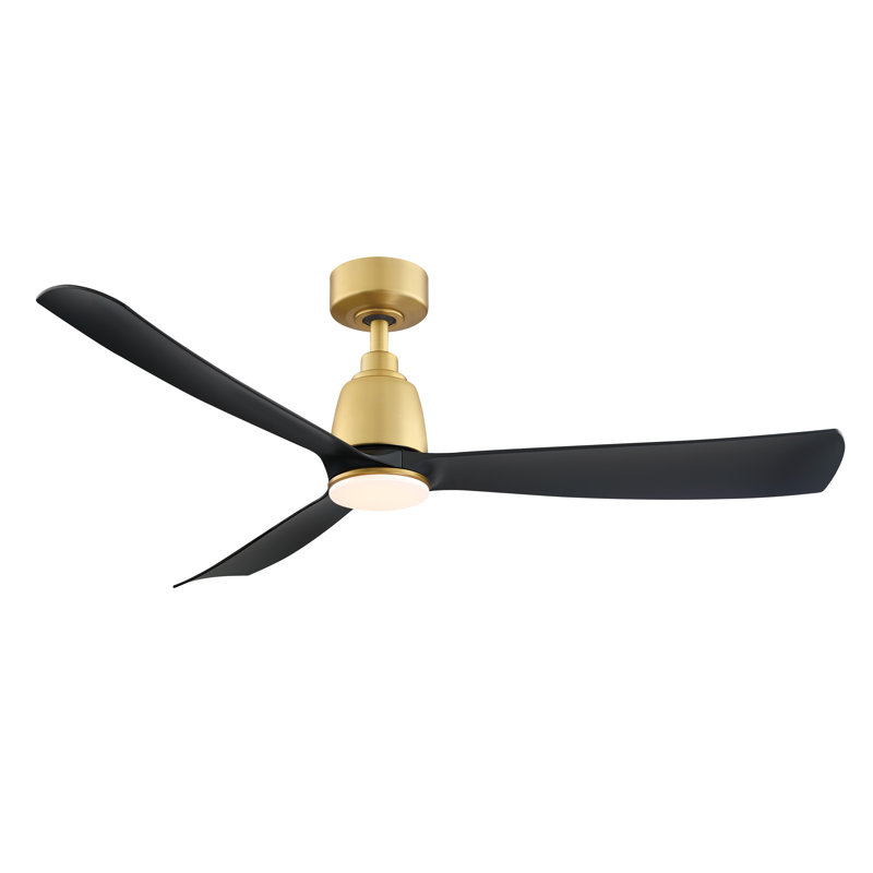 Kute 52 inch Indoor/Outdoor Smart Ceiling Fan with Remote Control - Brushed Satin Brass with Black blades