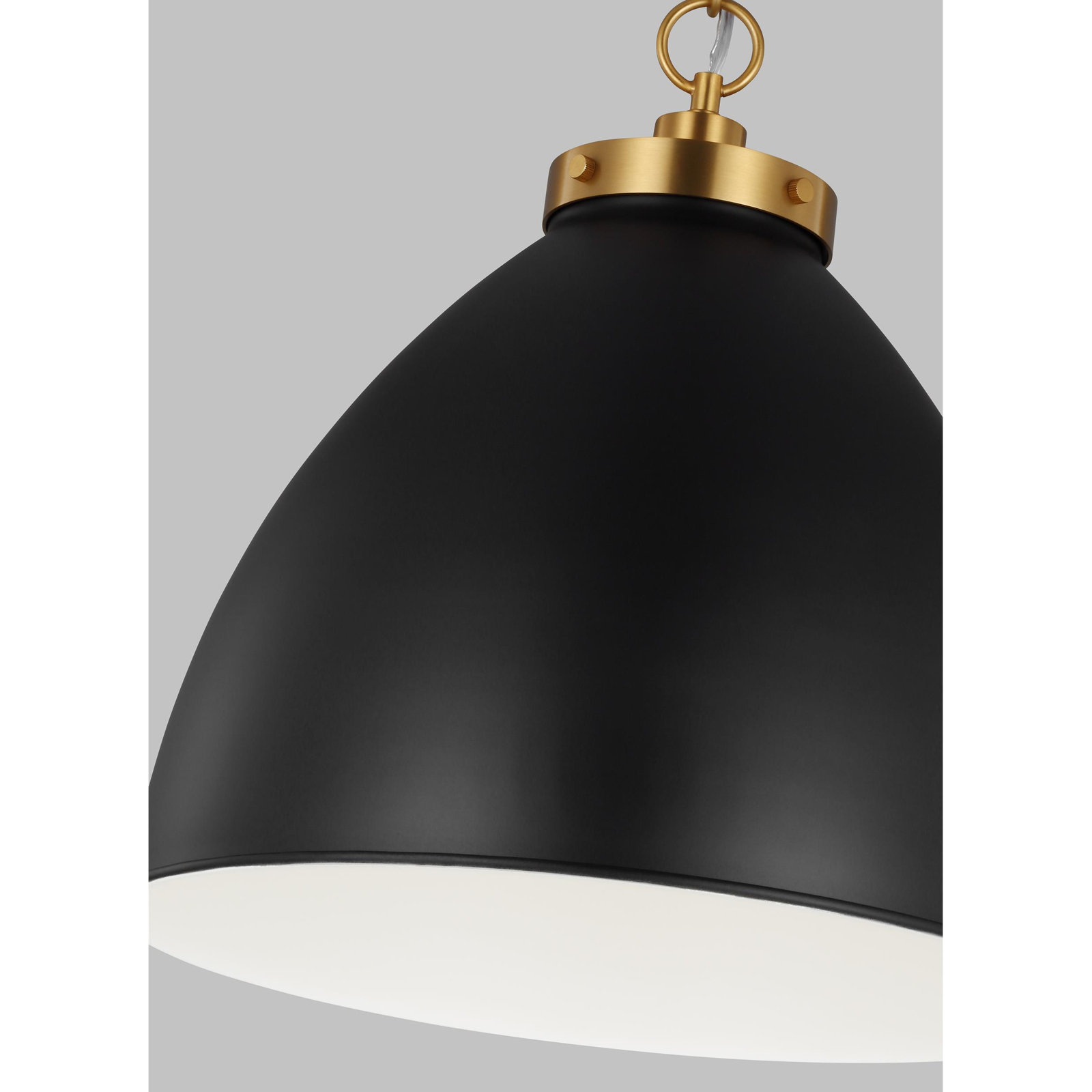 Single Light Metal Dimmable Pendant, Burnished Brass, Midnight Black, 13.5" H x 15.625" W x 15.625" D