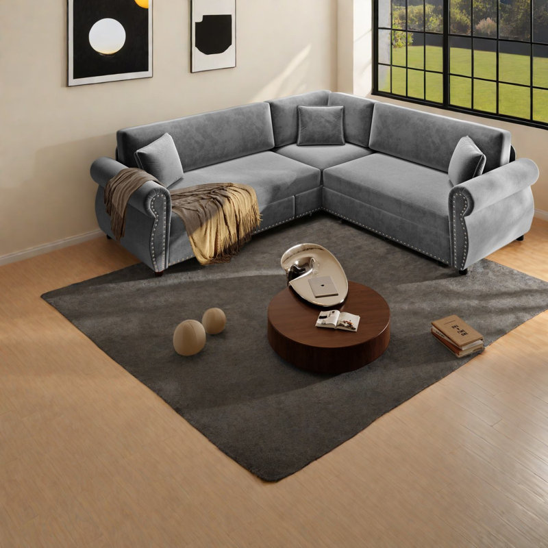 Canapé-lit d'angle à compression, en chenille, 224 cm (88 pouces), canapé moderne pour la maison