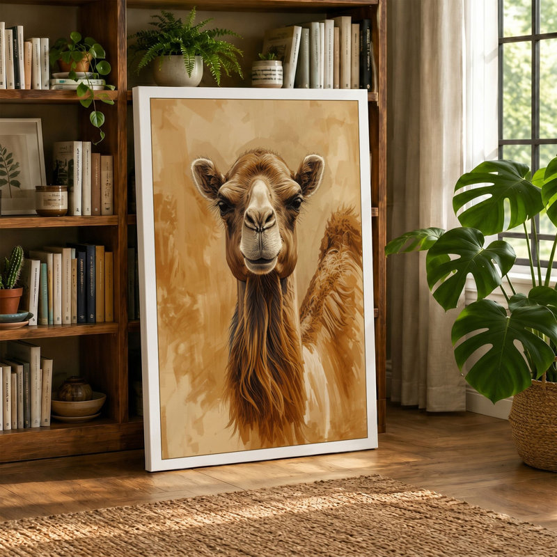 Camel Study Boho - Wrapped Canvas, 36x24 - 91.4 x 61.0 cm, Ochre Border