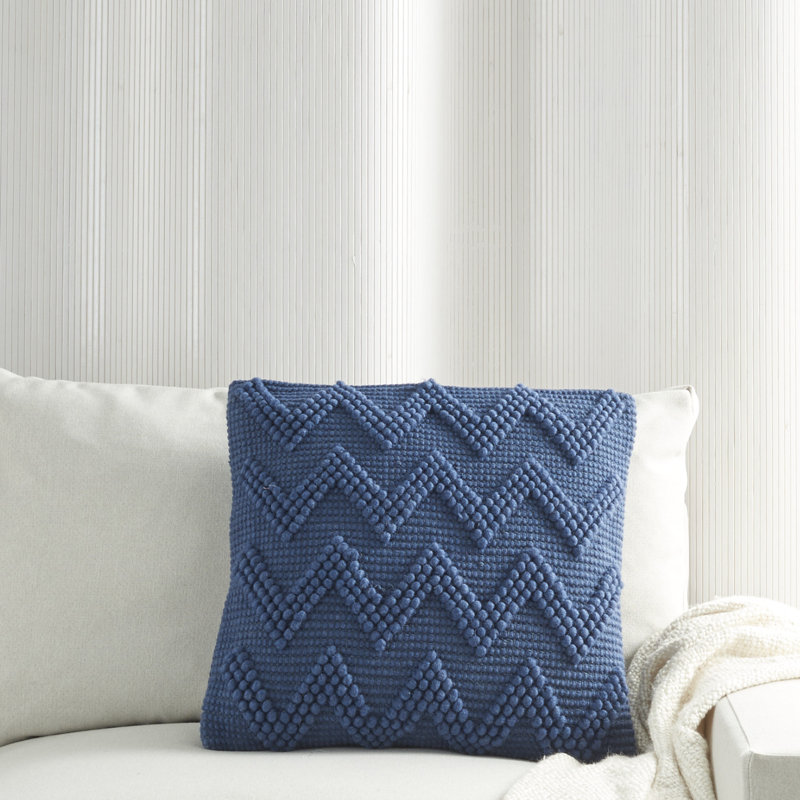  Housse et insert de coussin carré, Indigo, H 20 po x l 20 po x P 6 po, Carrée