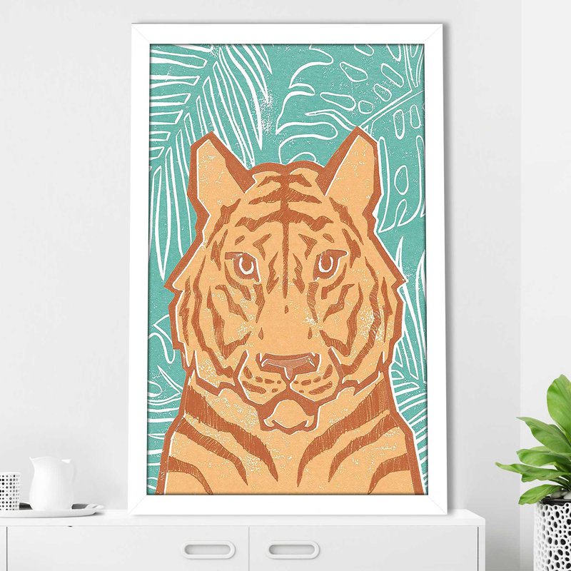 " Jungle I ", White Framed, 39.5" H x 27.5" W x 0.75" D