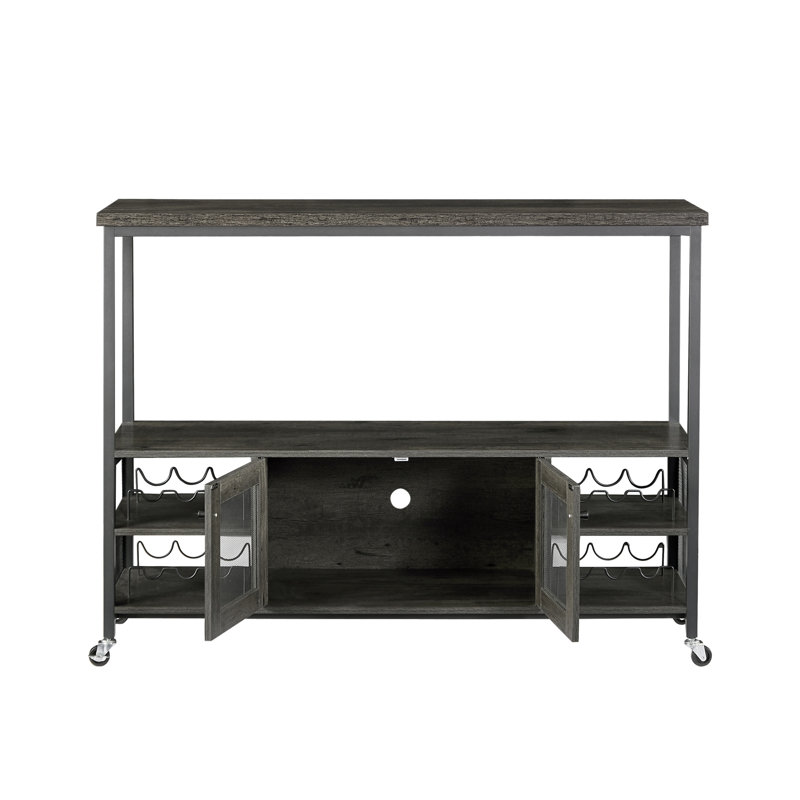 Table de couloir 54,3 po Elihu, table de canapé, console avec tablettes ouvertes, Gris foncé