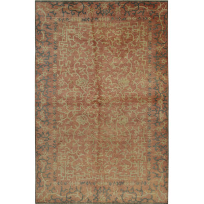 Tapis contemporain corail en laine noué à la main