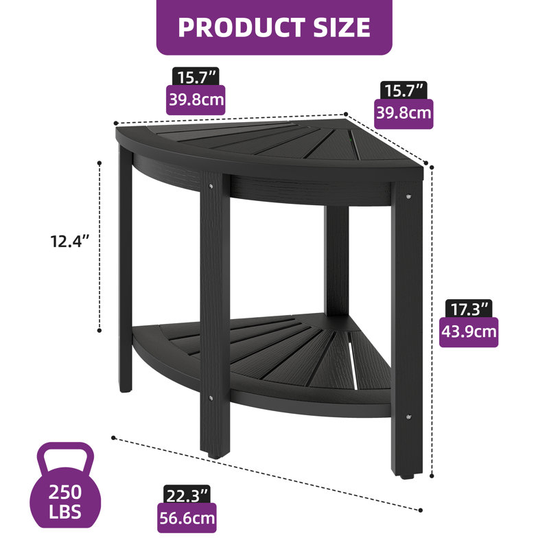  Banc d'angle avec tablette de rangement, Noir mat