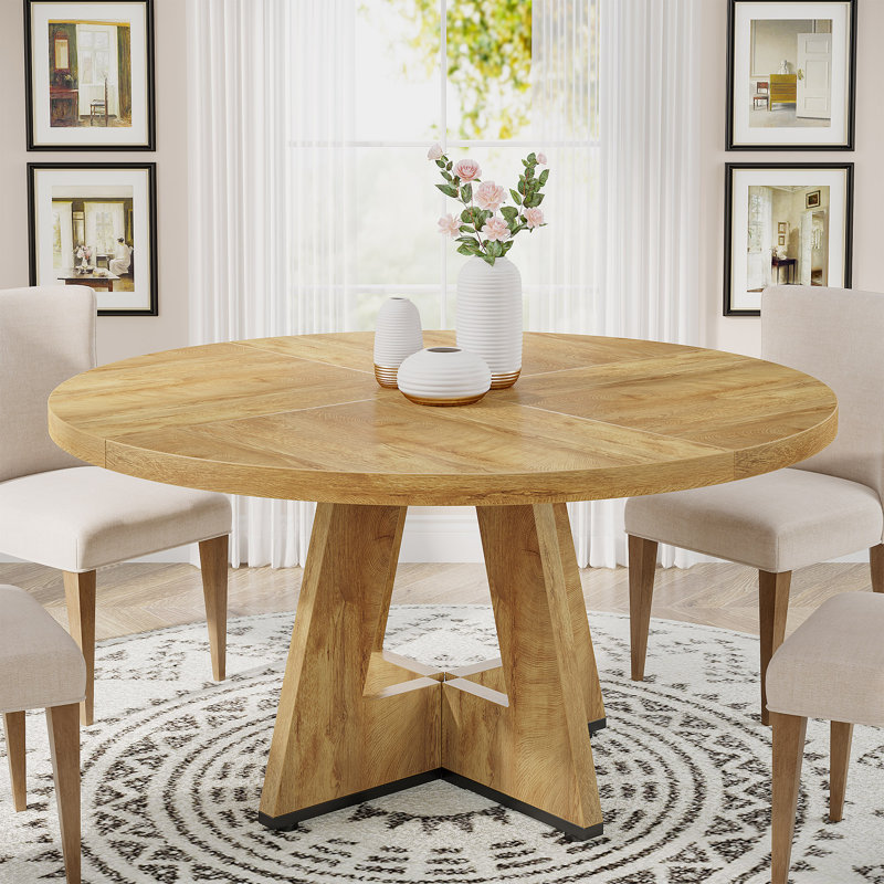 47.25" W Round Manufactured Wood Farmhouse Dining Table, Natural