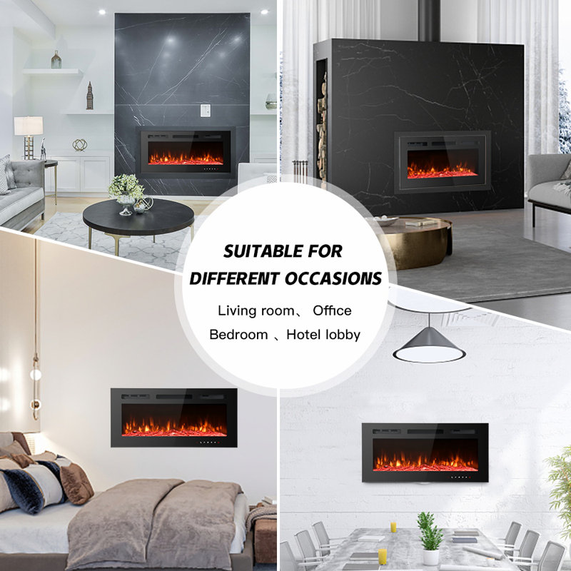 Carwyn Latitude Run Powder Coated Electric Fireplace, 43cm H x 102cm W x 10cm D