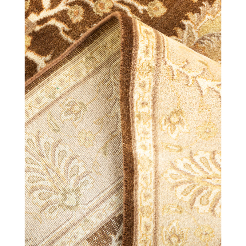 Handmade Yellow Wool Rectangular Area Rug 4'1" x 6'