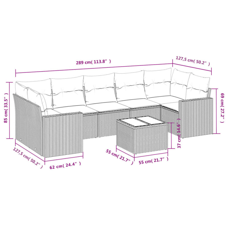 Ensemble de canapé de jardin Vidaxl beige