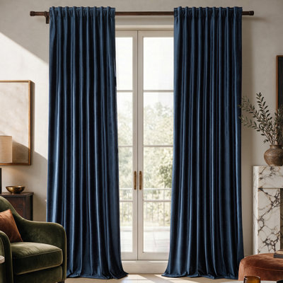 Luxury Velvet Blackout Thermal-Insulated Curtains. Room Darkening 75%-95% Rod Pocket Back Tab Drapes for Living room Bedroom (set of 2)