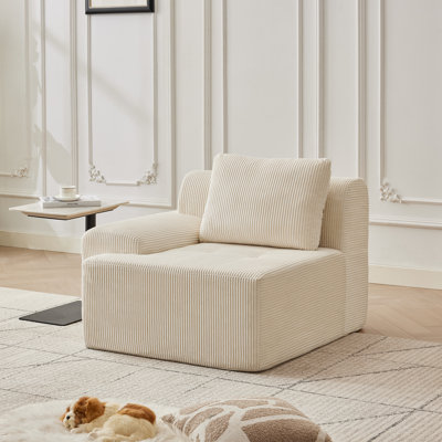 Modular Sectional Sofa, 1 Seat Deep Seat Couch With 1 Pillow, Comfy Cloud Sectional Sofa For Living Room, Left