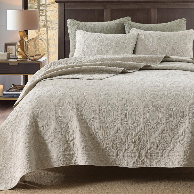 Ensemble de courtepointe en jacquard de coton très grand Sleep Zone 3 pièces pour rayures toutes saisons 106 x 96 bleu marine
