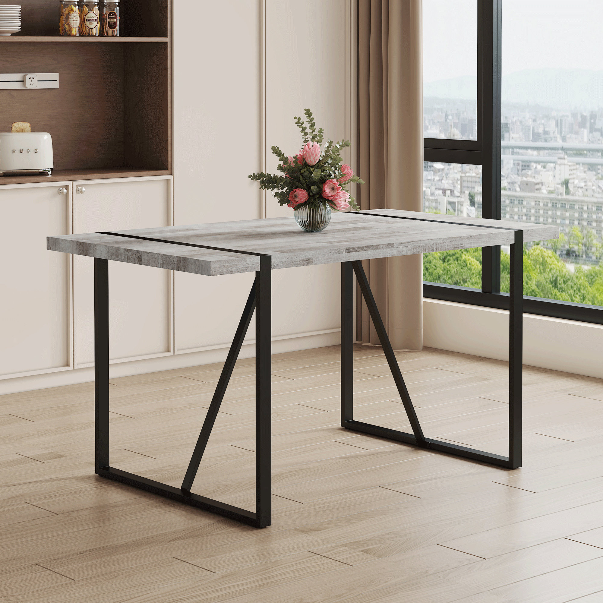 17 Stories A Minimalist Retro Rectangular Dining Table With A Specially ...