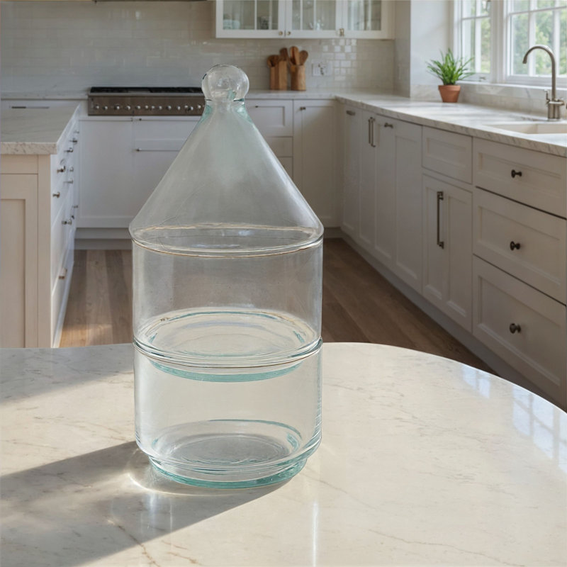 Pots empilables en verre soufflé à la main avec couvercles