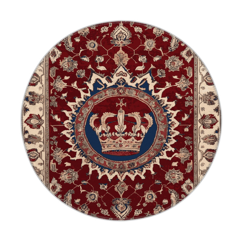 Tapis d'intérieur et d'extérieur rouge Persian, Rond 5 pi