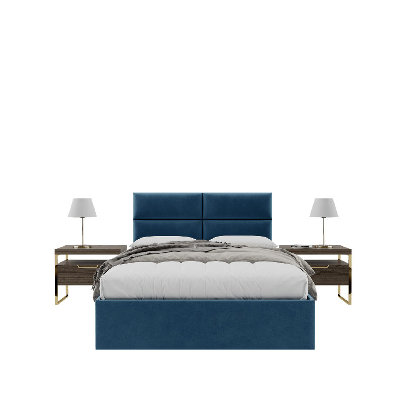 Sapan Upholstered Headboard, Queen, Velvet Micro Fiber Peacock Blue