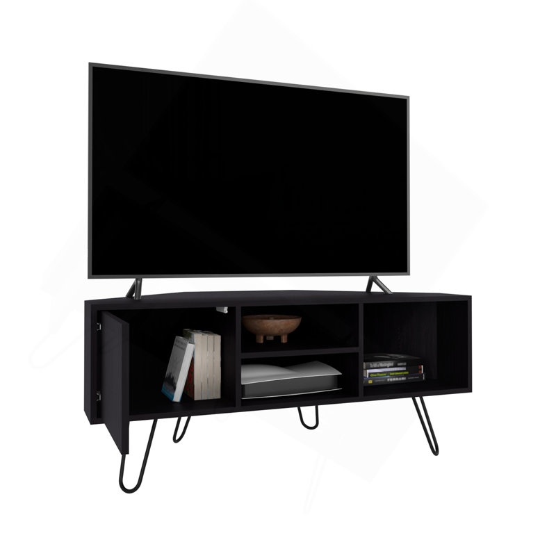 Lancaster Corner Tv Stand, With Two Shelves And Two Cabinets, Black
