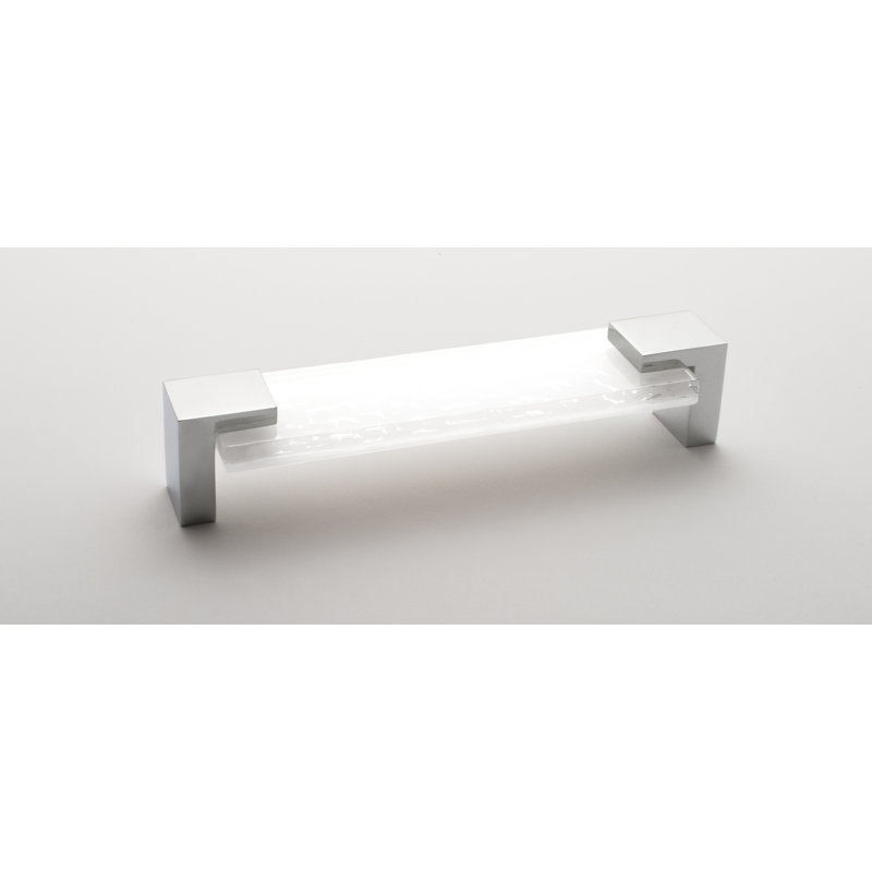 Poignée de meuble décorative en verre blanc CTC Affinity, Chrome poli / blanc