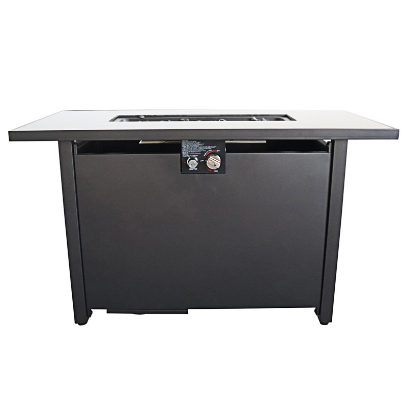 Table de foyer d'extérieur en acier avec couvercle 25 H x 42 W, Noir