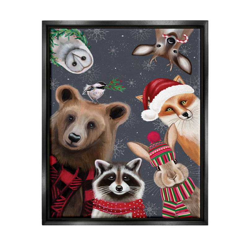 «Cozy Woodland Creatures» par Elizabeth Tyndall - peinture sur toile, H 31 po x l 25 po x P 1,7 po