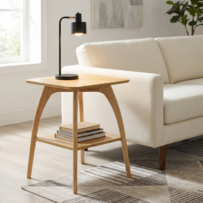 Atreu Square Wood End Table with Storage, Bamboo