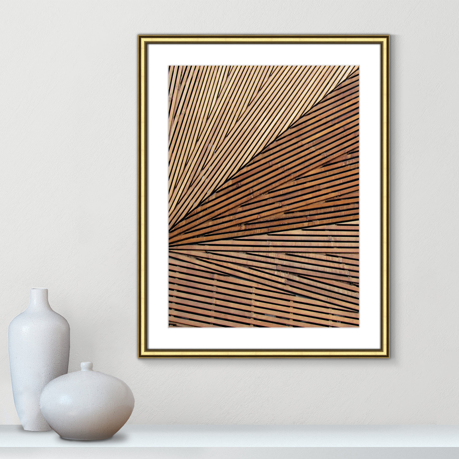 Fayette "Geometric Wood Panel 1" Print, Gold, 24.25" H x 18.25" W x 0.88" D