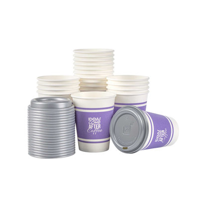 Restaurantware Insulated Paper Hot Cups and Lids 12 Oz Pack of 100 Purple Disposable Coffee Holders & Lids, Paper Coffee Cups for Hot Drinks - 12 Ounce Insulated Non-Slip Grip for Beverages, Catering