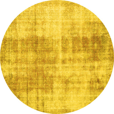 Tapis oriental en laine / polyester tissé à la machine en jaune