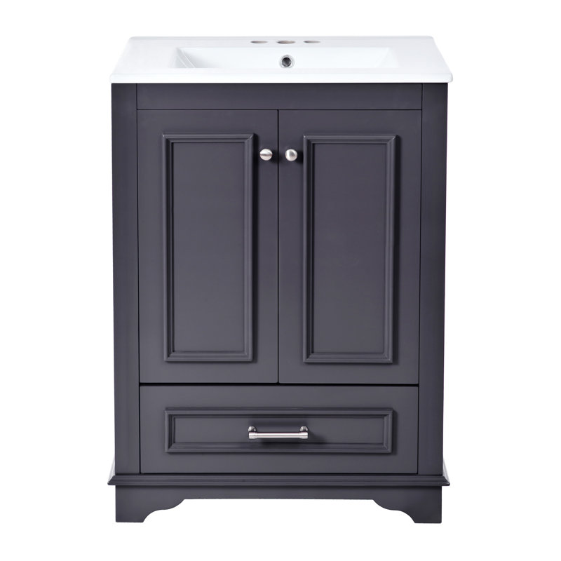 Meuble-lavabo 24 po avec lavabo en céramique et tiroir, porte, meuble-lavabo