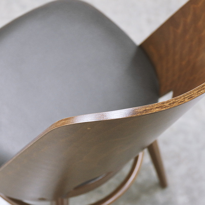 43 Wood Back Side Chair, Gray, Walnut