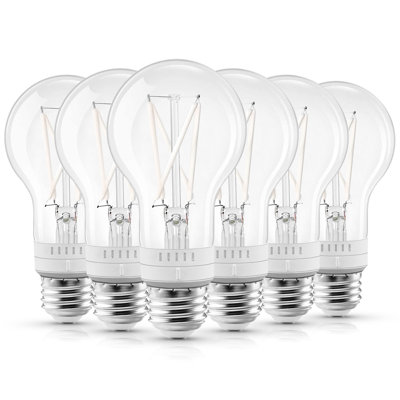 Ampoule DEL Luxrite A19 7W = 60W 5CCT 2700K 3000K 3500K 4000K 5000K à intensité variable 800 lumens, ampoule Edison à DEL standard, homologuée UL, paquet de 6 culot E26