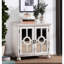 Commode d'appoint classique en blanc antique avec portes en miroir et espace de rangement pour 2 armoires-338319016
