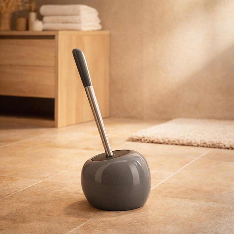 Ensemble de brosse de toilette et support autoportant PISE Dolise et acier inoxydable, Gris