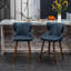 2 tabourets de comptoir modernes Mid-Century, bleu - similicuir avec garniture cloutée originale