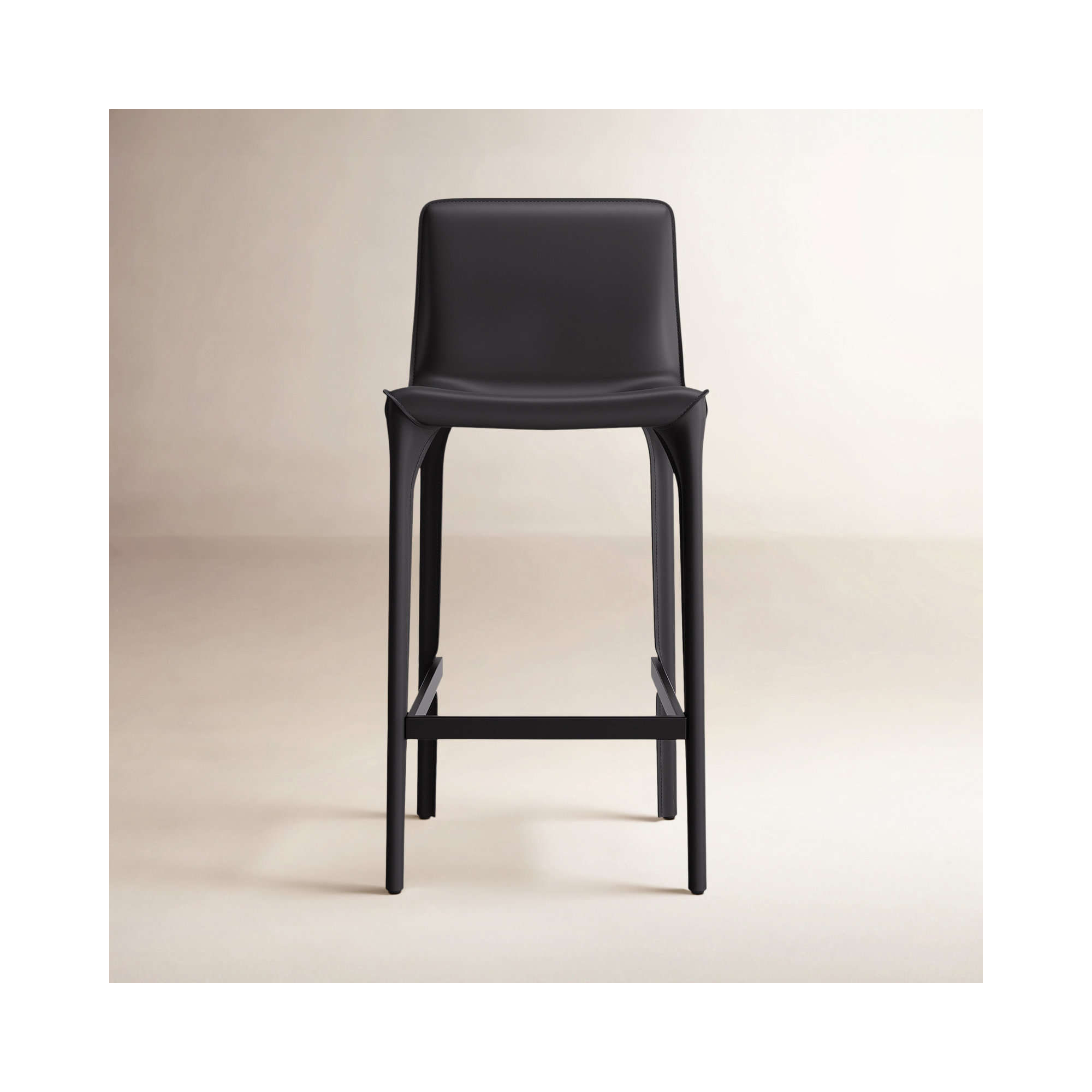 Vannes Vegan Leather Barstool, 1, Black