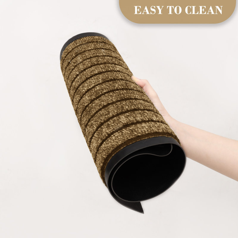 Jiyeon Heavy Duty Rubber Barrier Mat Non Slip Indoor/ Outdoor Door Mats Hallway Runner Rug Kitchen Rugs, Brown