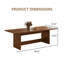 Bureau rectangulaire de style moderne du milieu du siècle, 86 pouces, en bois brun avec un joli grain de bois.-1247085734