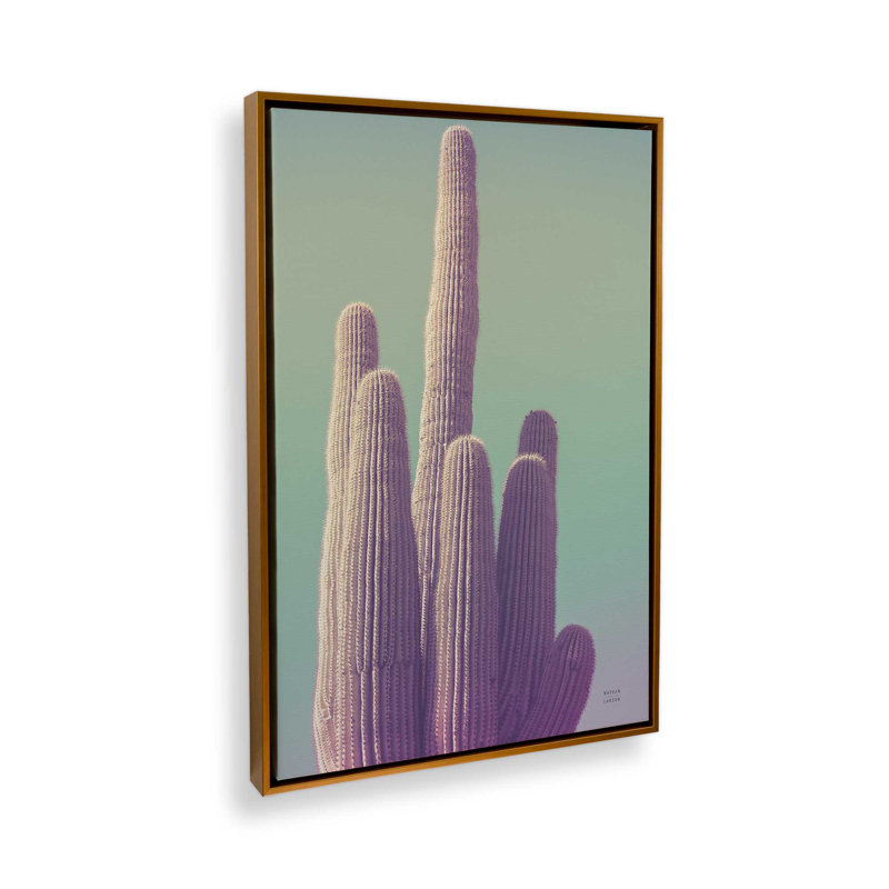 «Saguaro Green Pastel» par Nathan Larson, reproduction d'art sur toile, Cadre flottant, H 18 po x l 12 po, Doré