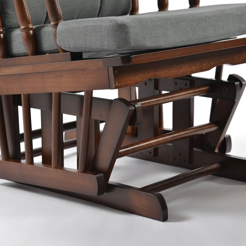 Chaise berçante et repose-pieds Azariyah Konfor, Anthracite, Walnut