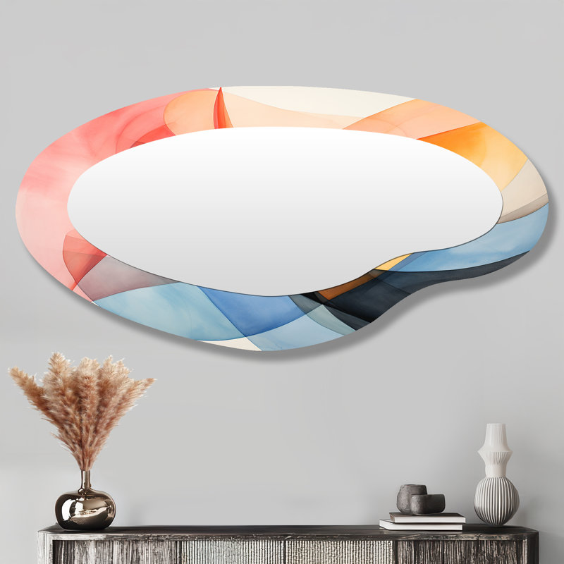 Motifs géométriques aux couleurs douces I - Formes asymétriques abstraites - Grand miroir mural moderne