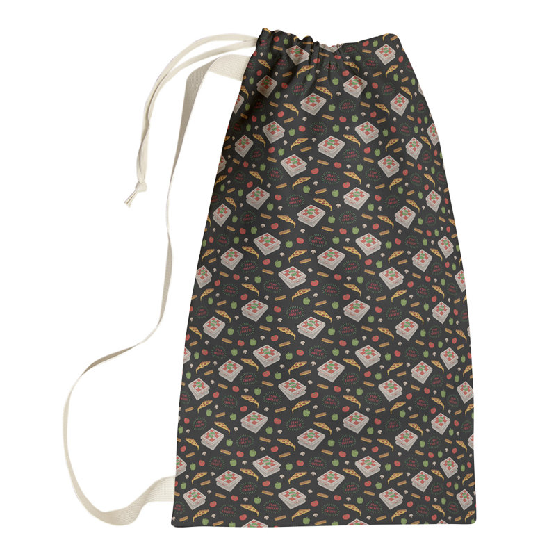 Kitterman Fabric Laundry Bag with Handles, Small ( 64" H x 20" W x 1.5" D), Black