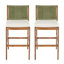 Ensemble de 2 tabourets de bar d'extérieur en bois d'acacia avec finition teck et coussins crème