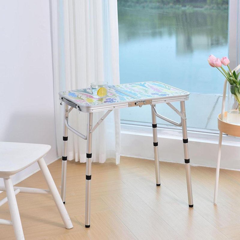 Table de camping pliante portable Pinic Table réglable réglable en aluminium pliable avec poignée de transport